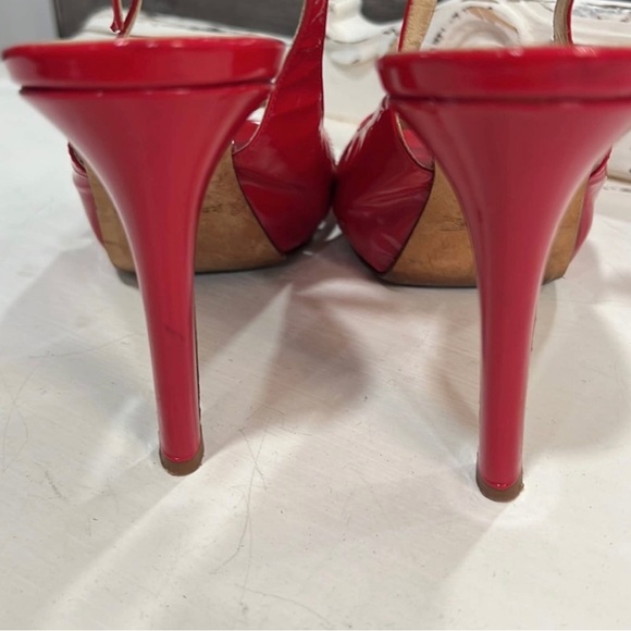KATE SPADE, sz 9B, Red Patent Leather Heels, Slingback, Open Toe, size 9B - Picture 9 of 11